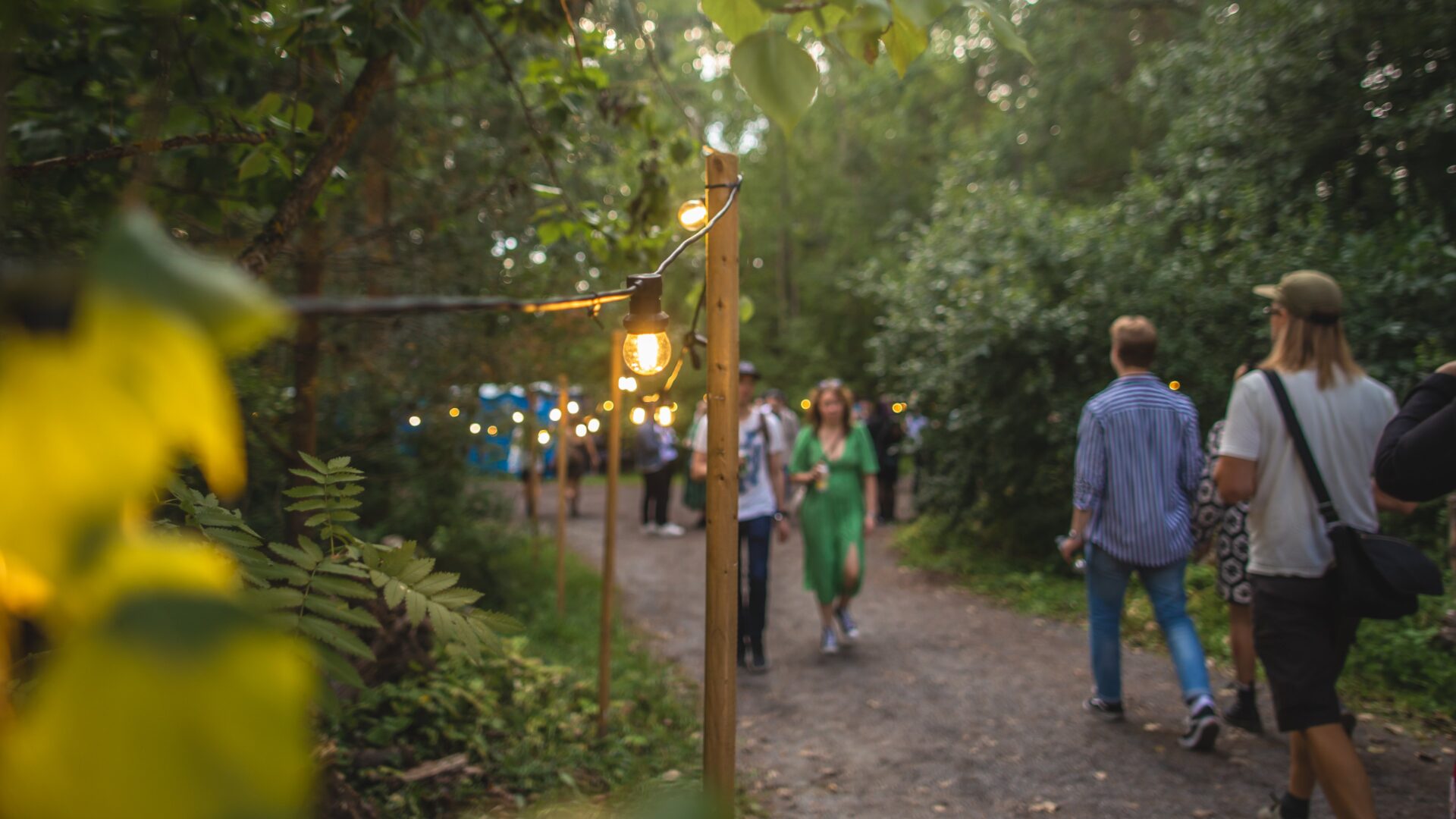People walking in a park.