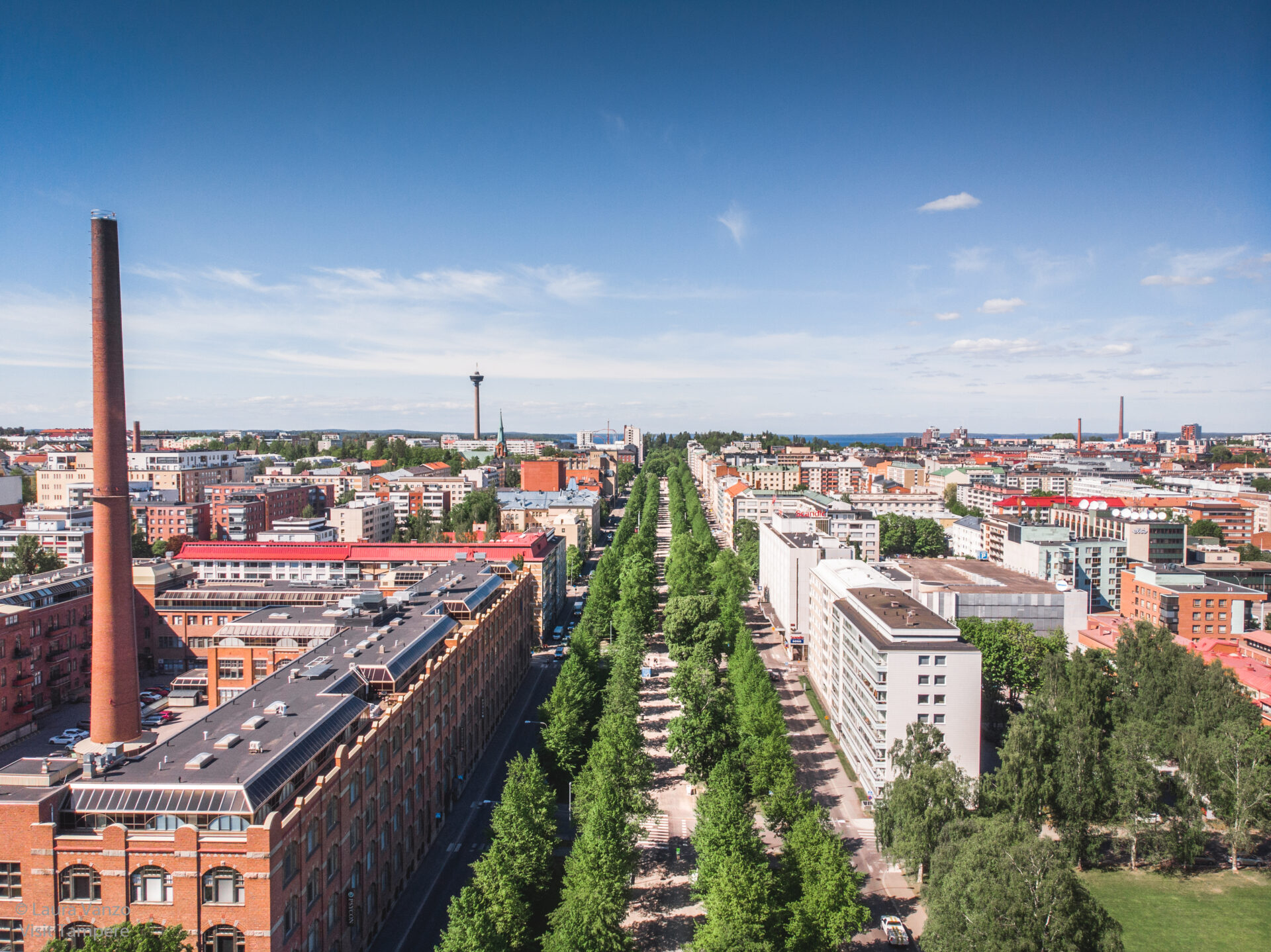 Ilmakuva Hämeenpuiston esplanadista.