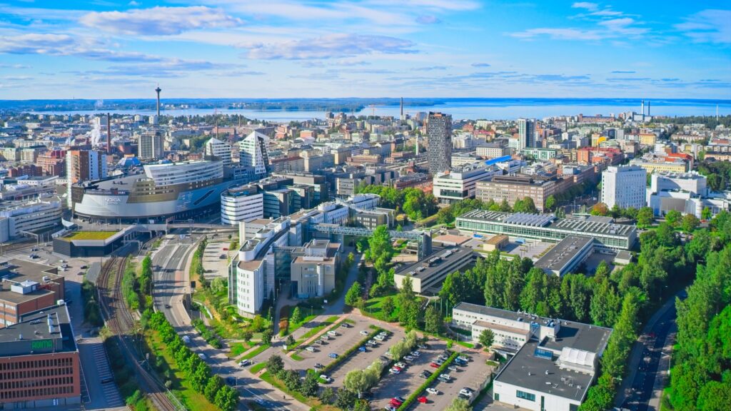 Ilmakuva Tampereen keskustasta.